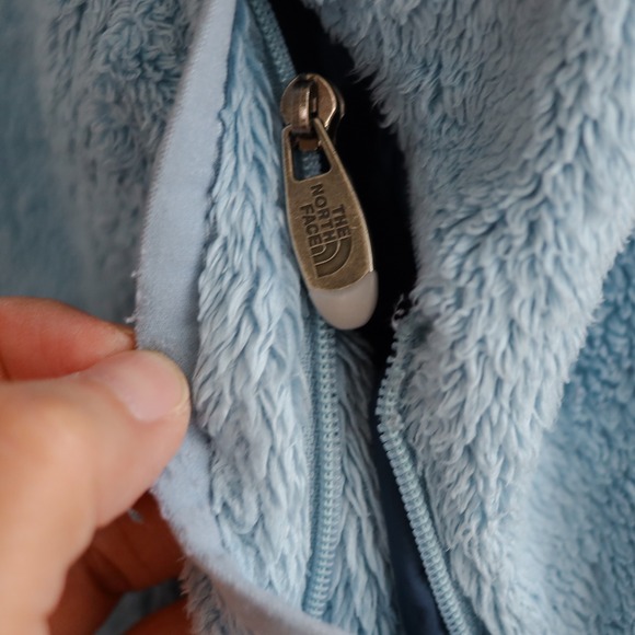 The North Face Osito Fleece Hoodie Womens Medium Blue Full Zip Jacket Coat - Picture 4 of 12
